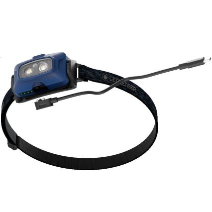 Ledlenser HF4R Core - Lampă frontală LED reîncărcabilă, cu reglare a luminozității, 1000 mAh, IP68, 500 lm, autonomie 35 h, albastru