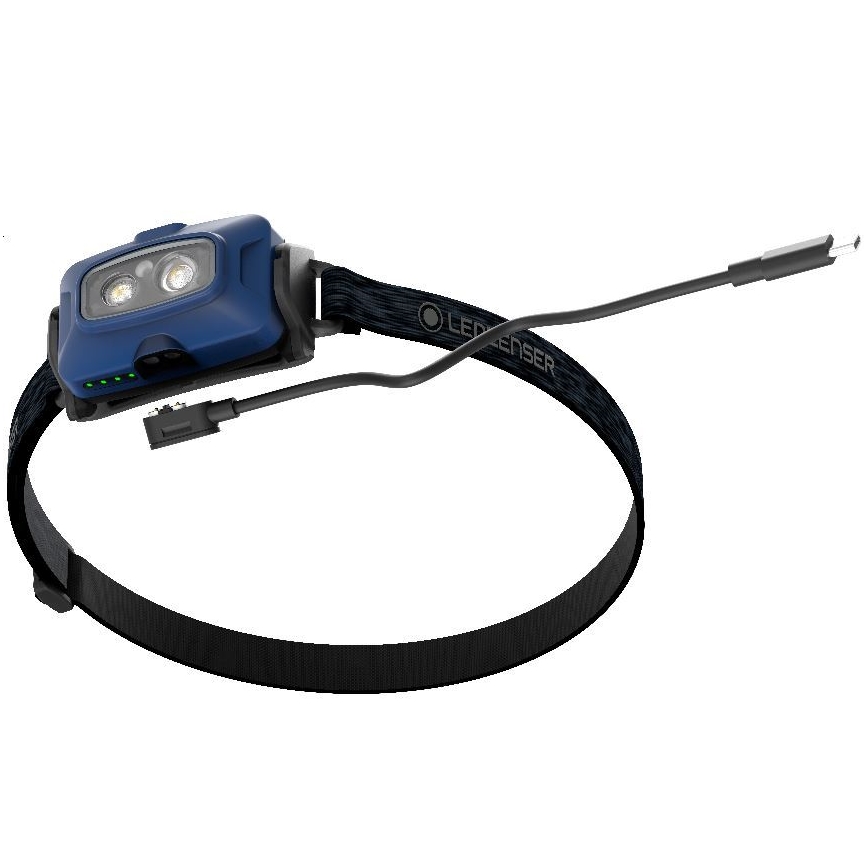 Ledlenser HF4R Core - Lampă frontală LED reîncărcabilă, cu reglare a luminozității, 1000 mAh, IP68, 500 lm, autonomie 35 h, albastru