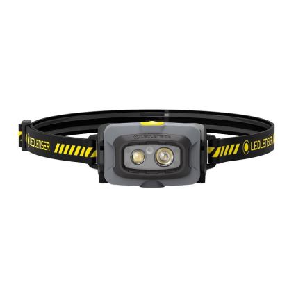 Ledlenser HF4R Work - Lanternă frontală LED reîncărcabilă, cu reglare a intensității, 500 lm, acumulator 1000 mAh, IP68, autonomie 35 h, neagră