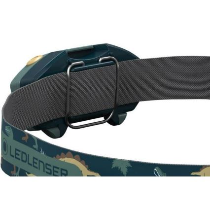 Ledlenser KIDLED2 DINO - lampă frontală LED pentru copii, cu reglare a intensității, 1xAAA, IPX4, 40 lm, 20 ore, verde