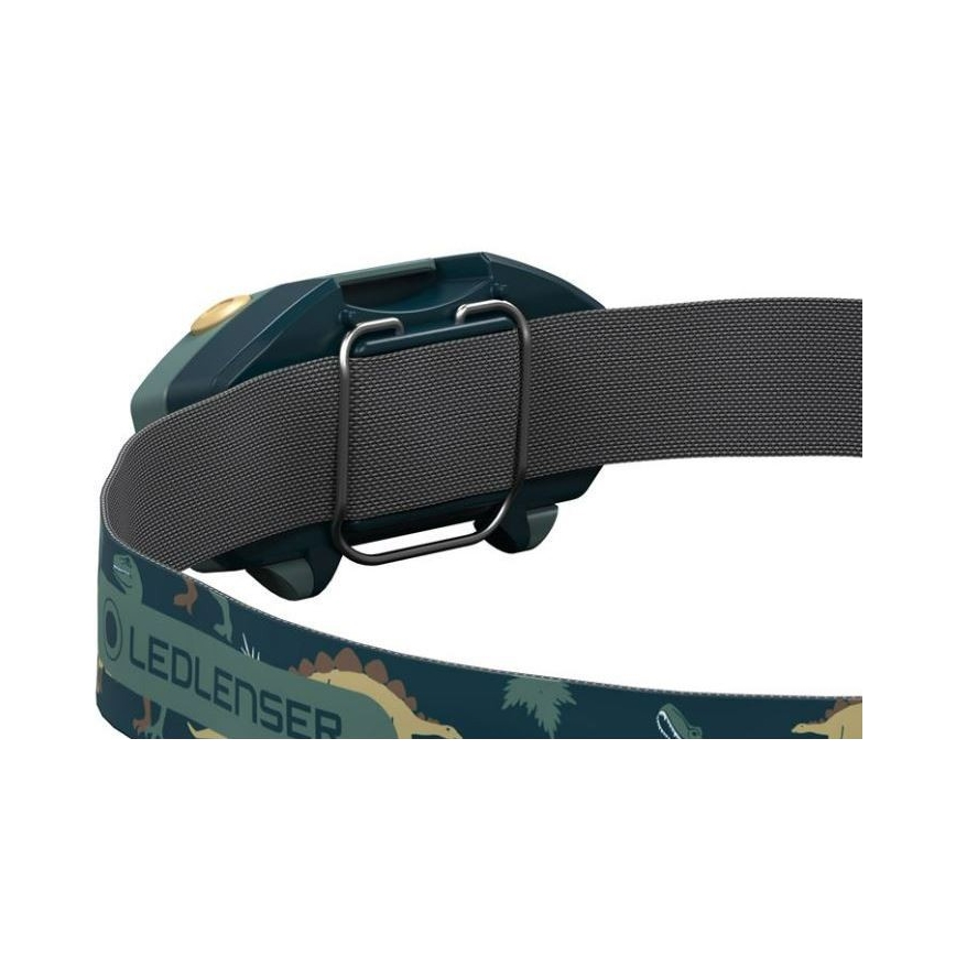 Ledlenser KIDLED2 DINO - lampă frontală LED pentru copii, cu reglare a intensității, 1xAAA, IPX4, 40 lm, 20 ore, verde