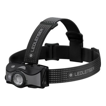 Ledlenser MH7 - Lanternă frontală LED reîncărcabilă, cu intensitate reglabilă, 1550 mAh, IP54, 600 lm, autonomie 40 ore, negru/gri