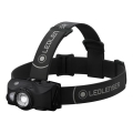 Ledlenser MH8 - Lanternă frontală LED reîncărcabilă, cu reglare a intensității luminoase, 2xAA/1550 mAh, IP54, 600 lm, 60 ore, negru