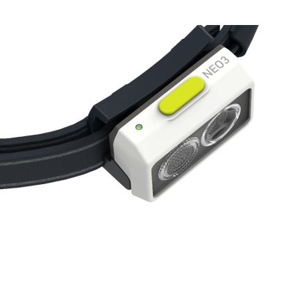 Ledlenser NEO3 - Lampă frontală LED cu reglaj al intensității, alimentare 3xAAA, grad de protecție IP54, 400 lm, autonomie 20 ore, negru/alb