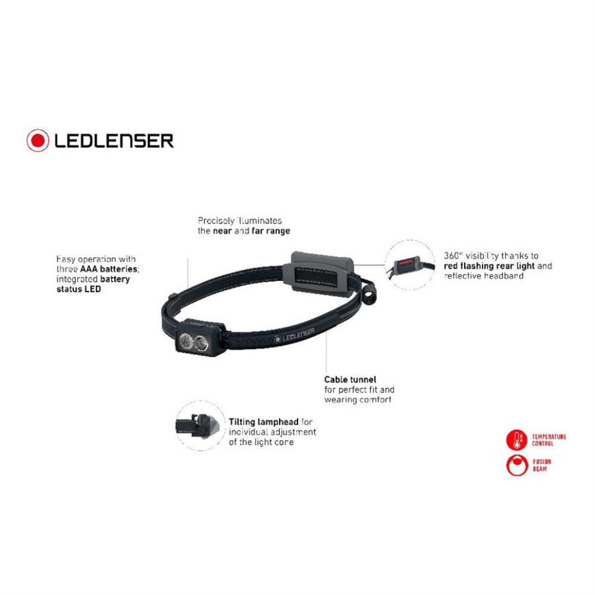 Ledlenser NEO3 - Lampă frontală LED reglabilă, 3xAAA, IP54, 400 lm, 20 h, albastră
