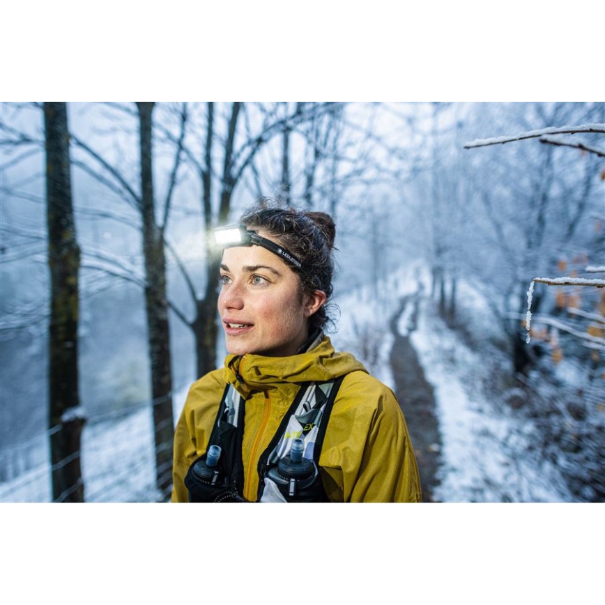 Ledlenser NEO9R - Lanternă frontală LED reîncărcabilă, cu reglare a luminozității, 5000 mAh, IP54, 1200 lm, 120 h, negru/gri