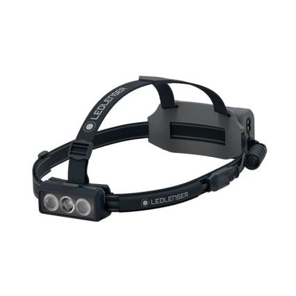 Ledlenser NEO9R - Lanternă frontală LED reîncărcabilă, cu reglare a luminozității, 5000 mAh, IP54, 1200 lm, 120 h, negru/gri