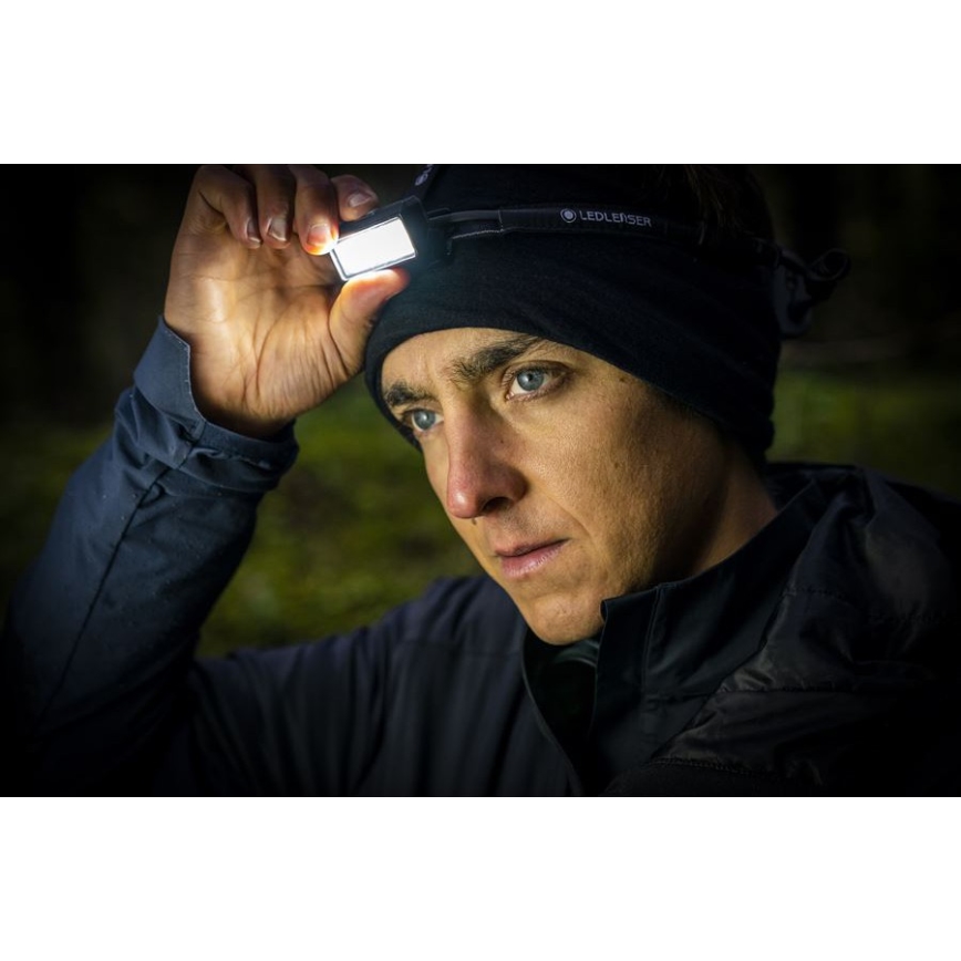 Ledlenser NEO9R - lanternă frontală LED reîncărcabilă, reglabilă, 5000 mAh, IP54, 1200 lm, 120 h, negru/albastru