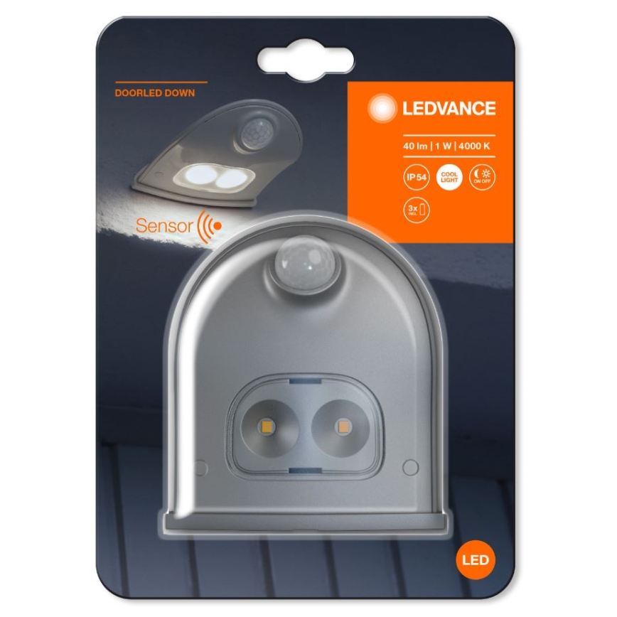 Ledvance - Aplica LED de exterior cu senzor DOORLED LED/1W/3xAA IP54