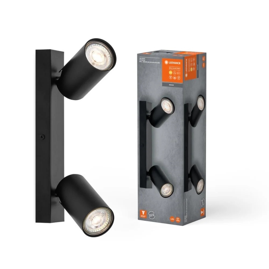 Ledvance - Aplica LED spot de perete OCTAGON 2xGU10/3,4W/230V 2700K neagră