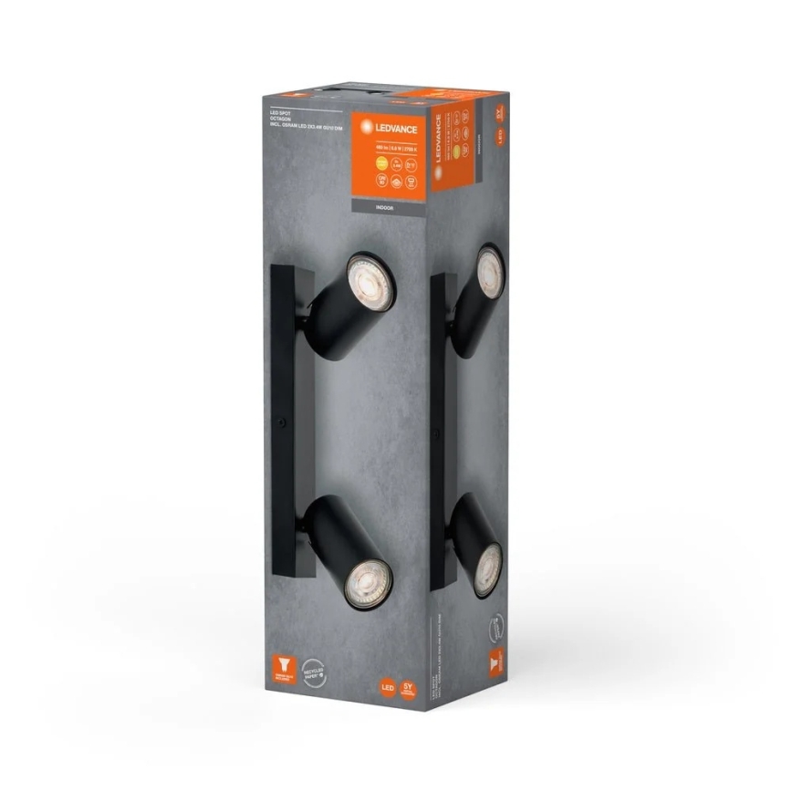 Ledvance - Aplica LED spot de perete OCTAGON 2xGU10/3,4W/230V 2700K neagră
