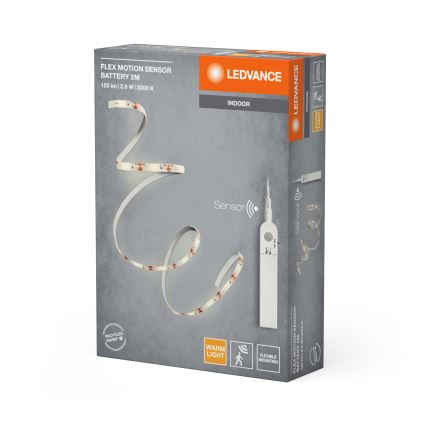 Ledvance - Bandă LED FLEX 2 m cu senzor de mișcare, 3,6 W, alimentare 4x AA