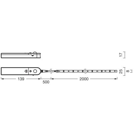 Ledvance - Bandă LED FLEX 2 m cu senzor de mișcare, 3,6 W, alimentare 4x AA
