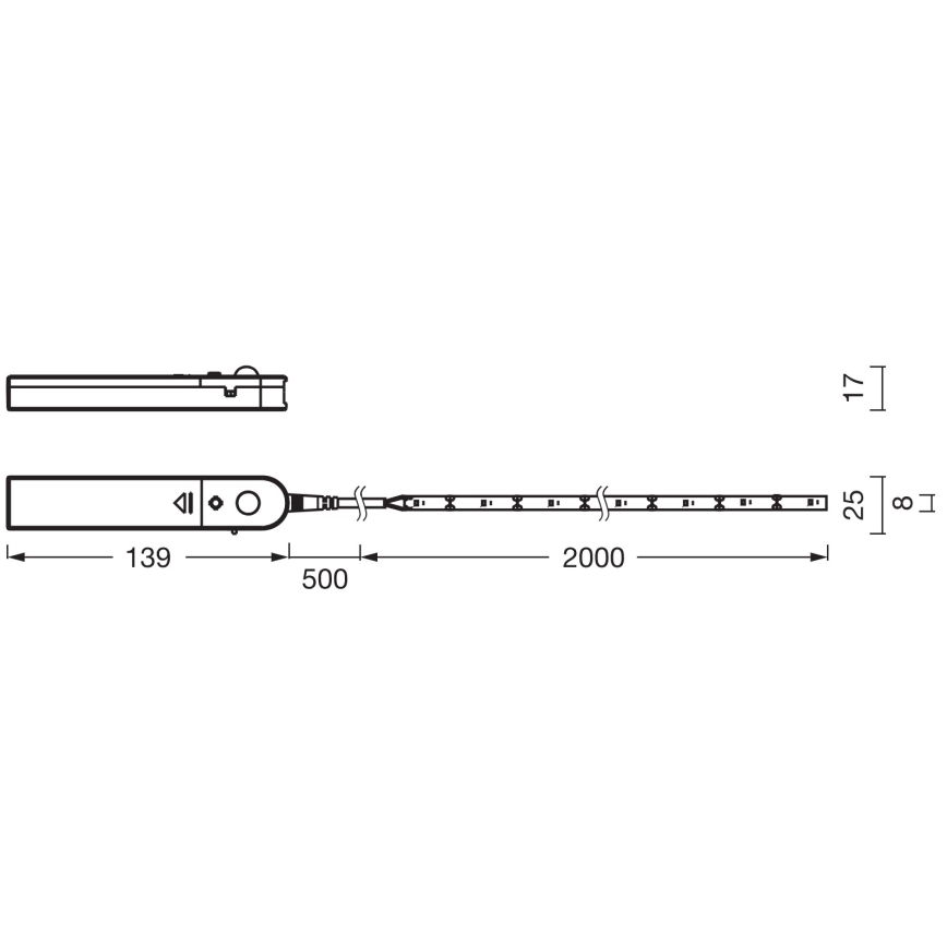 Ledvance - Bandă LED FLEX 2 m cu senzor de mișcare, 3,6 W, alimentare 4x AA
