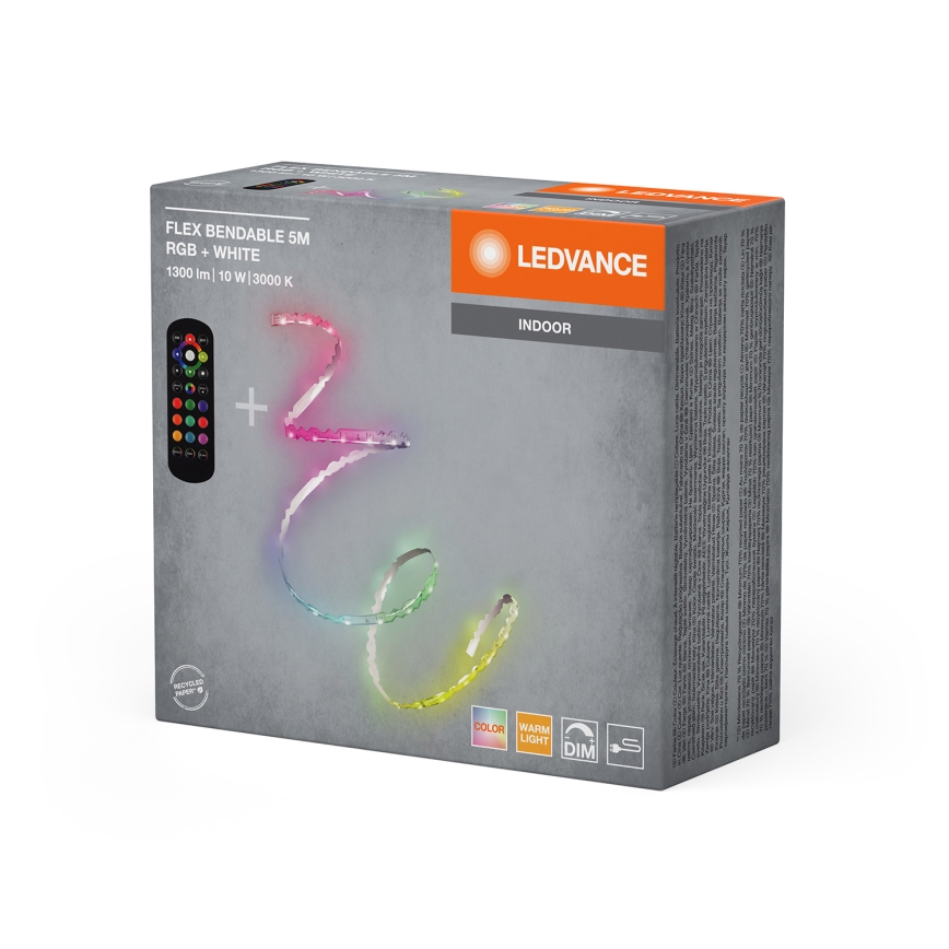 Ledvance Bandă LED RGB FLEX, 5 m, dimabilă, 10 W, 230 V, cu telecomandă
