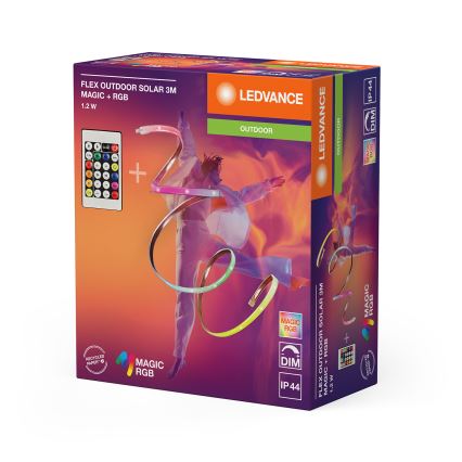 Ledvance - Bandă solară LED RGB FLEX MAGIC, reglabilă, 3 m, LED/1,2W/3,7V, 2000 mAh, IP44 + telecomandă