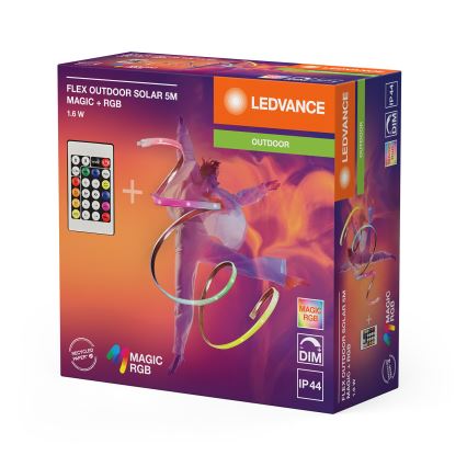 Ledvance - Bandă LED solară RGB reglabilă FLEX MAGIC 5 m LED/1,6W/3,7V 2000 mAh IP44 + telecomandă