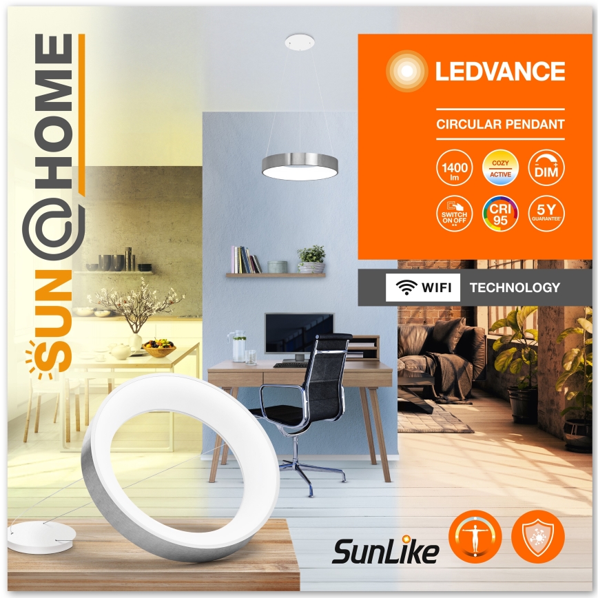 Ledvance - Candelabru LED reglabil pe cablu SUN@HOME CIRCULAR LED/18,5W/230V Wi-Fi