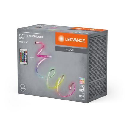 Ledvance - Bandă LED RGB flexibilă dimabilă FLEX TV MOOD 1 m LED/4W/5V + telecomandă