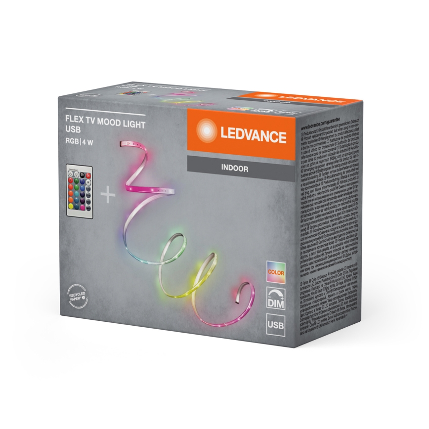 Ledvance - Bandă LED RGB flexibilă dimabilă FLEX TV MOOD 1 m LED/4W/5V + telecomandă