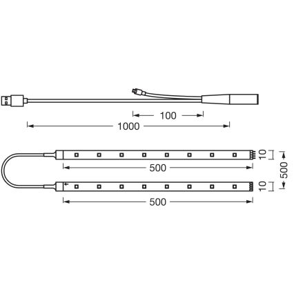 Ledvance - Bandă LED RGB flexibilă dimabilă FLEX TV MOOD 1 m LED/4W/5V + telecomandă