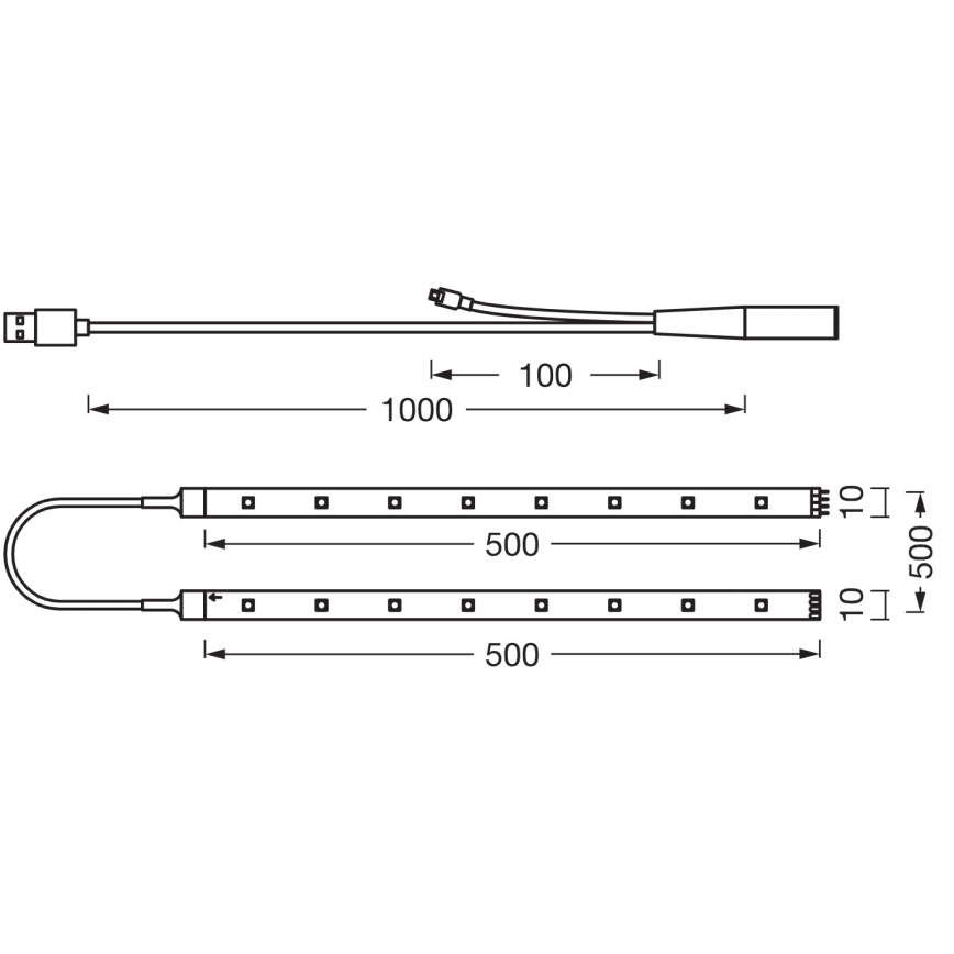 Ledvance - Bandă LED RGB flexibilă dimabilă FLEX TV MOOD 1 m LED/4W/5V + telecomandă