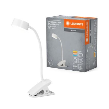 Ledvance - Lampă LED de birou tactilă, dimabilă, cu clemă CYLINDER LED/4,8W/5V 3000-6500K albă