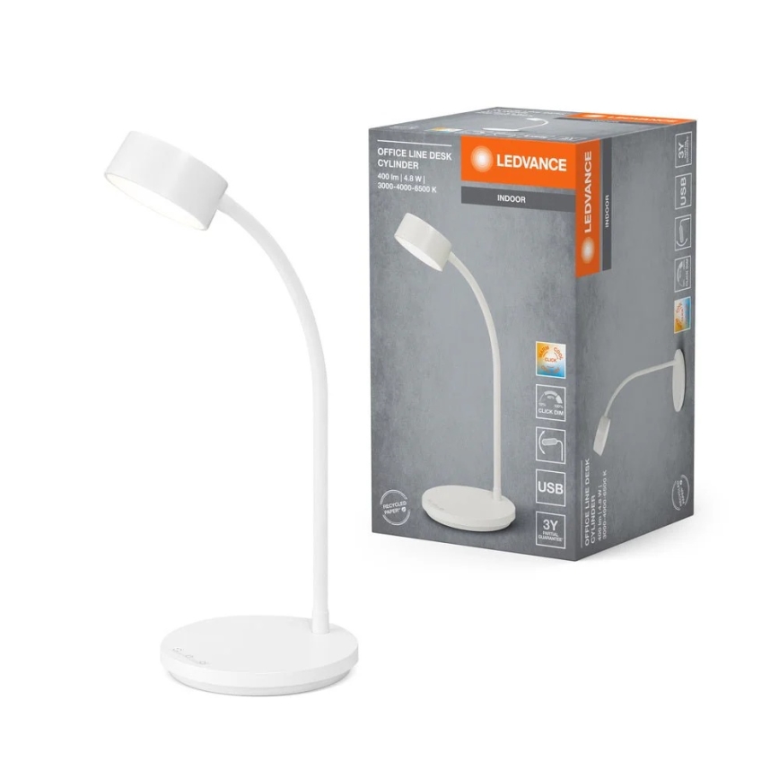 Ledvance - Lampă de birou tactilă LED reglabilă OFFICE LED/4,8W/5V 3000-6500K albă