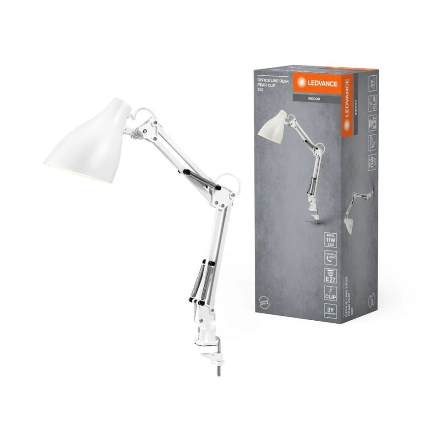 Ledvance - Lampă de masă cu prindere PEAR 1xE27/11W/230V albă