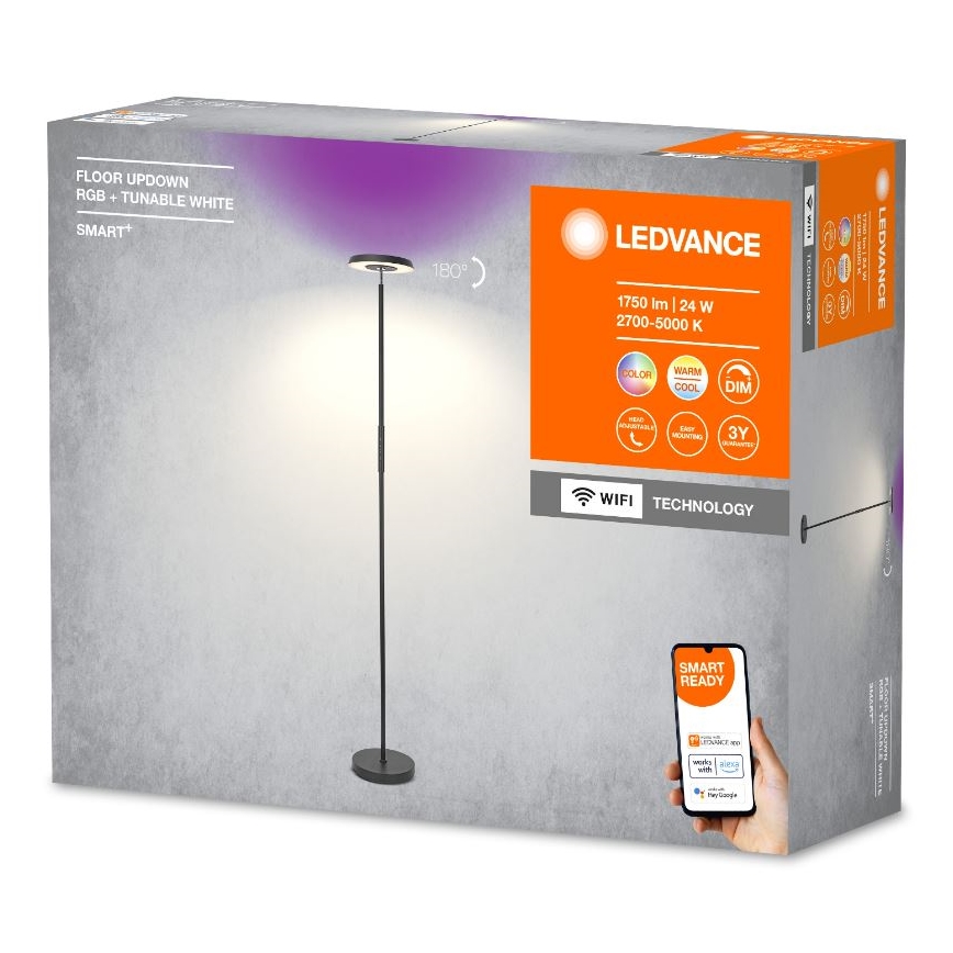 Ledvance - Lampă de podea SMART+ FLOOR LED RGBW, reglabilă, 24W/230V, 2700-5000K, Wi-Fi
