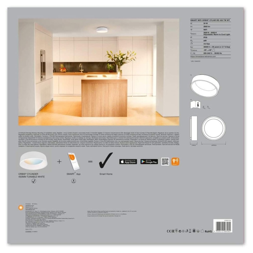 Ledvance - Corp de iluminat LED reglabil SMART+ CYLINDER LED/26W/230V 3000K-6500K Wi-Fi