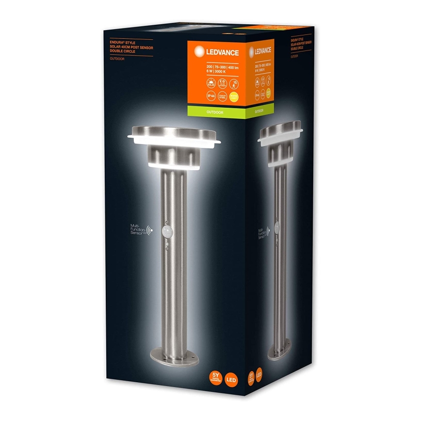 Ledvance - Lampă solară LED reglabilă cu senzor CIRCLE LED/6W/3,2V 2200 mAh IP44