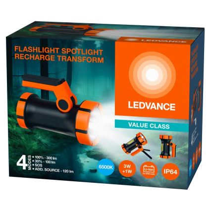 Ledvance - Lanternă LED reîncărcabilă cu power bank FLASHLIGHT LED/3W/5V IP64 2400 mAh