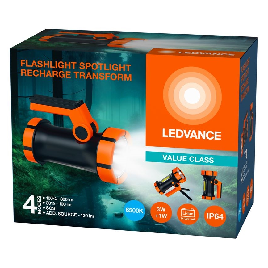 Ledvance - Lanternă LED reîncărcabilă cu power bank FLASHLIGHT LED/3W/5V IP64 2400 mAh