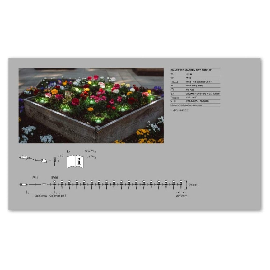 Ledvance - Lumină decorativă LED RGB pentru exterior SMART+ DOT 18xLED/4W/230V IP65 Wi-Fi