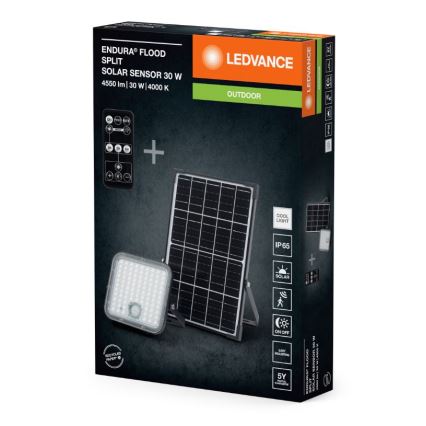 Ledvance - Proiector solar LED reglabil cu senzor FLOOD SPLIT LED/30W/6,4V 5000 mAh IP65 + telecomandă