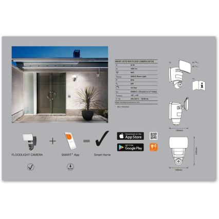 Ledvance - Spot LED cu senzor și cameră SMART + LED/24W/230V IP44 Wi-Fi