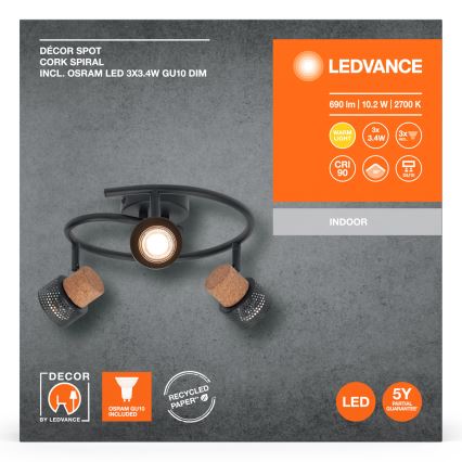 Ledvance - Spot LED DECOR CORK 3xGU10/3,4W/230V