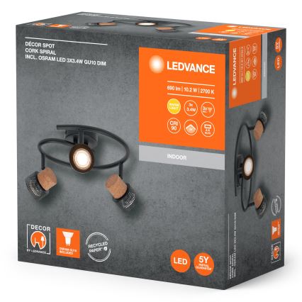 Ledvance - Spot LED DECOR CORK 3xGU10/3,4W/230V