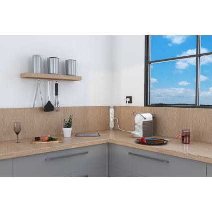 Legrand 049406 - Prelungitor 3 prize (tip E) + USB-A + USB-C, 1 m, argintiu/alb