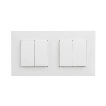Legrand - 2x întrerupător dublu în serie nr. 5 cu ramă NILOE STEP albă