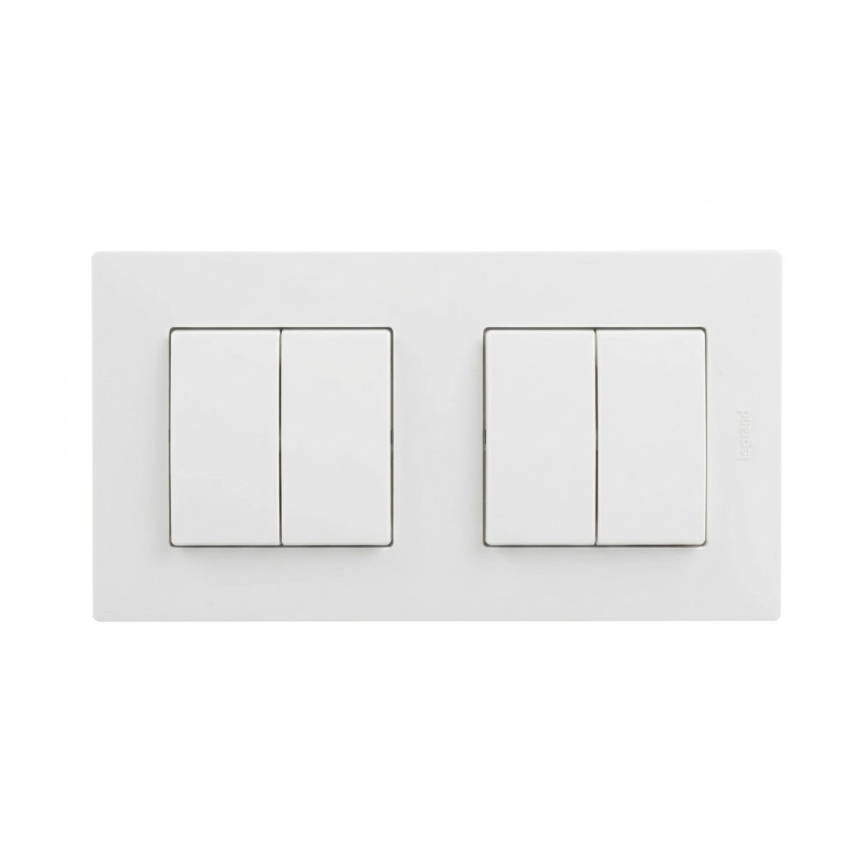 Legrand - 2x întrerupător dublu în serie nr. 5 cu ramă NILOE STEP albă