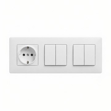 Legrand - 2x întrerupător dublu în serie nr. 5 și priză de perete SCHUKO cu ramă NILOE STEP 250V albă