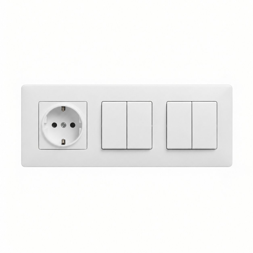 Legrand - 2x întrerupător dublu în serie nr. 5 și priză de perete SCHUKO cu ramă NILOE STEP 250V albă