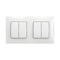 Legrand - 2x întrerupător dublu, nr. 5, cu ramă NILOE albă