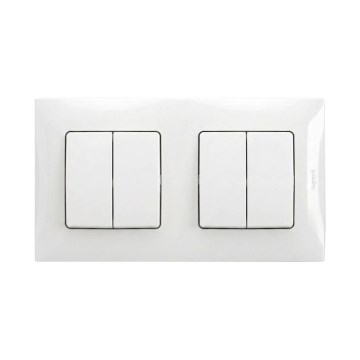 Legrand - 2x întrerupător dublu, nr. 5, cu ramă NILOE albă