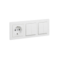 Legrand - 2x întrerupător dublu serie nr. 5 și priză casnică SCHUKO cu ramă SUNO 250V albă