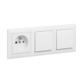 Legrand - Comutator dublu unipolar nr. 1 și priză de perete cu ramă SUNO 250V albă