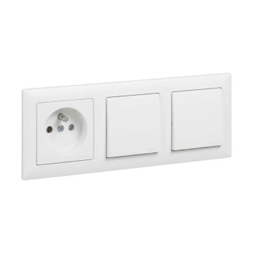 Legrand - Comutator dublu unipolar nr. 1 și priză de perete cu ramă SUNO 250V albă