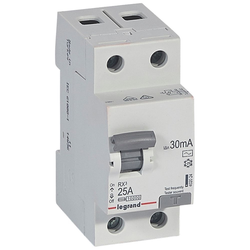 Legrand - Întrerupător diferențial 2 poli RX3 2P 25 A 30 mA AC